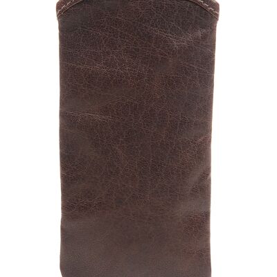 Etui à lunettes en cuir marron chocolat