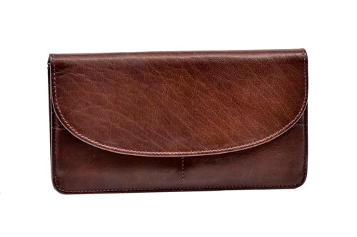 Two Zip Compartment Purse Brown leather