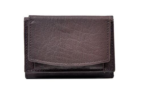 Tri Fold Wallet in Dark Brown Leather