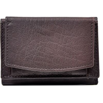 Dreifach gefaltete Brieftasche aus dunkelbraunem Leder