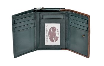 Porte-monnaie portefeuille en cuir vert et beige 4