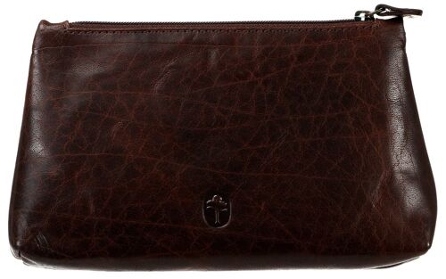 Cosmetic Pouch in Dark Brown Leather