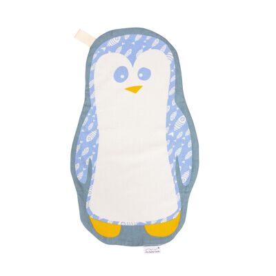 Doudou plat Kurt le pingouin en coton bio