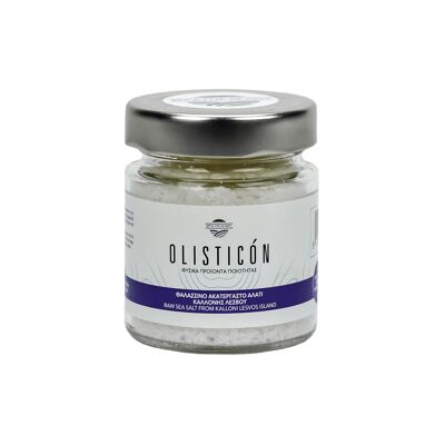 Natural sea salt of lesvos greece in jar