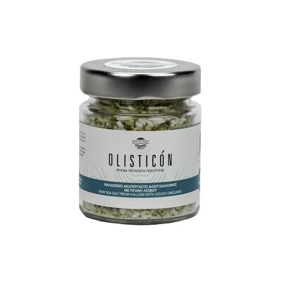 Natural sea salt of lesvos greece with wild oregano jar