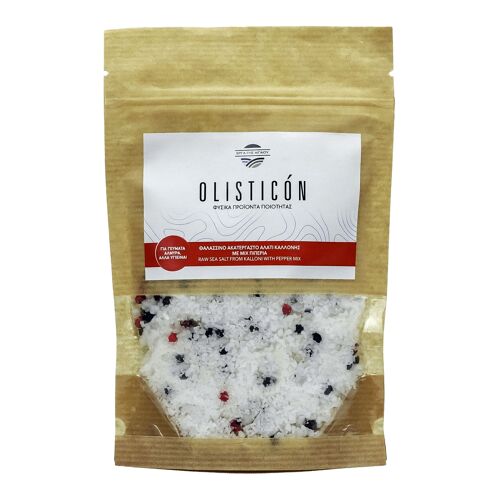 Natural sea salt of lesvos greece with pepper mix  doypack