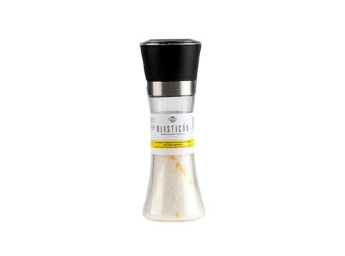Natural sea salt of lesvos greece with lemon zest -grinder
