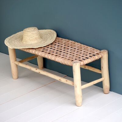 Wooden bench and leather seat - Handmade