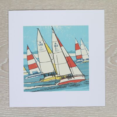 Racing Yachts Greetings Card 2 (IC-Yachts02)