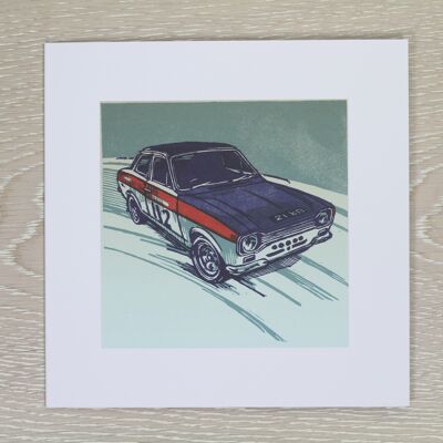 Biglietto di auguri per auto da rally Ford Escort (IC-Escort21KR)