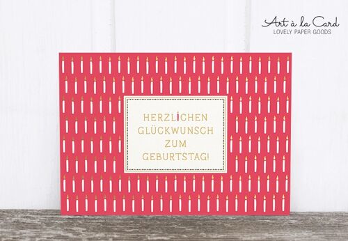 Holzschliff-Postkarte: Kerzen, rot M