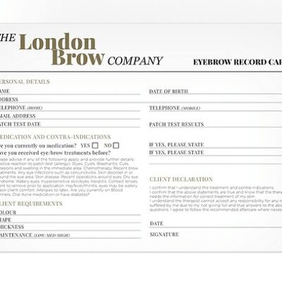 London Brow - Brow Lamination Consultation Cards