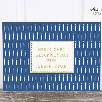 Holzschliff-Postkarte: Kerzen, blau M