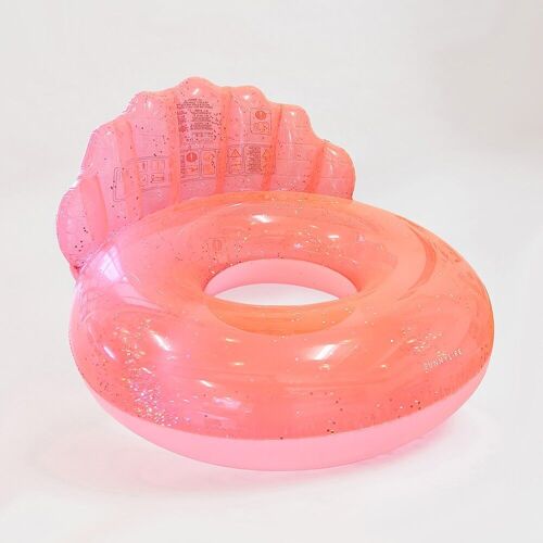 Luxe Pool Ring Shell Neon Coral
