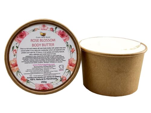 Rose Blossom Rich Body Butter, 250g Kraft Tub