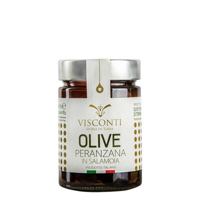Oliven der Sorte Peranzana in Salzlake ohne Konservierungsstoffe 330 gr