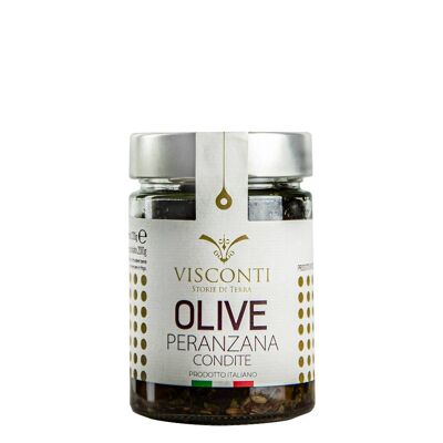 Aceitunas variedad Peranzana Condimentadas con especias y aromas 230 gr