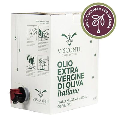 100% Huile d'Olive Extra Vierge Italienne 5 litres en Bag in Box