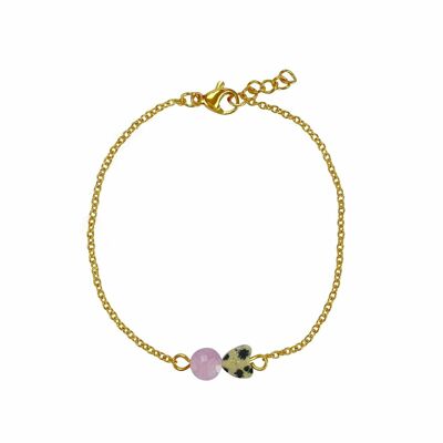 Bracelet Jaspis Heart & Chalcedony - Gold