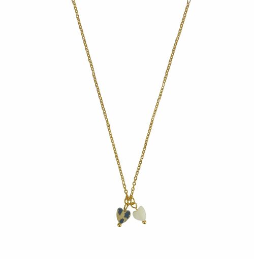 Necklace Dalmatian Jasper & Shell Heart - Goud