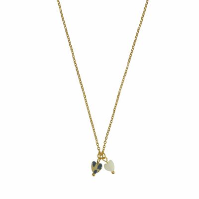 Collier Jaspe Dalmatien & Coquillage Coeur - Goud