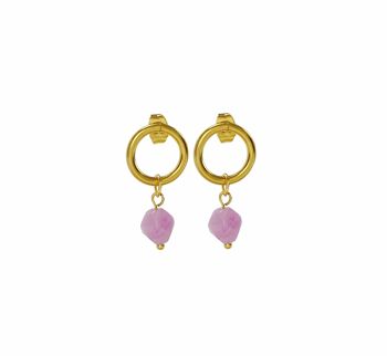 Boucles d'oreilles Calcédoine - Or 1