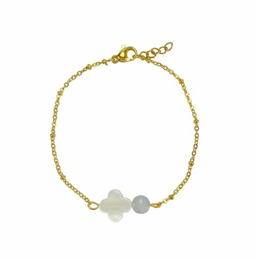 Bracelet Shell Clove & Aquamarine - Gold