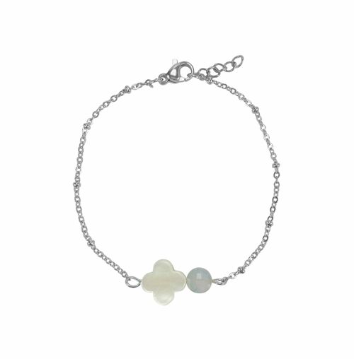 Bracelet Shell Clove & Aquamarine - Silver