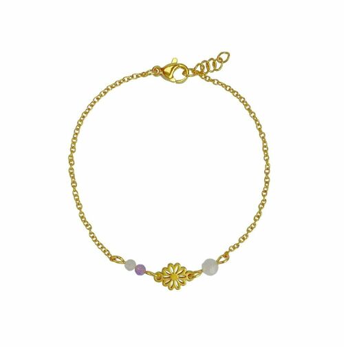Bracelet Gemstones & Flower - Gold