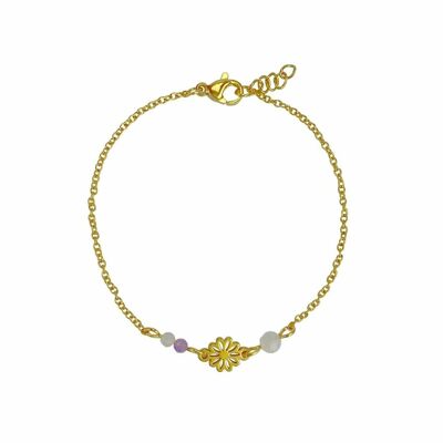 Armband Edelsteine & Blume - Gold