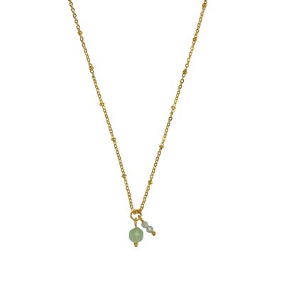 Necklace Aquamarine & Aventurine - Gold