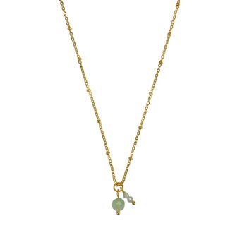 Collier Aigue Marine & Aventurine - Or 1