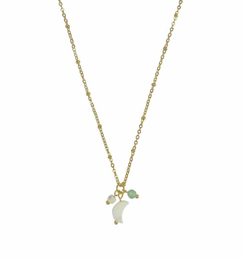 Necklace Shell Moon & Aventurine - Goud