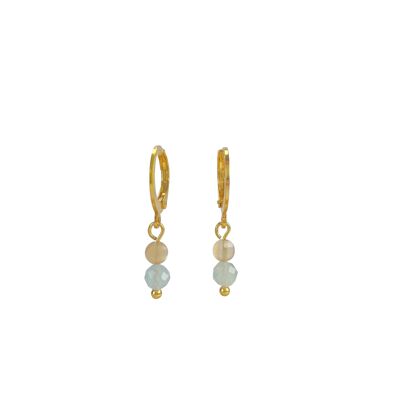 Earrings Sunstone & Aquamarine - Gold