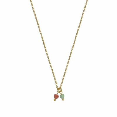 Necklace Aventurine Hearts - Gold