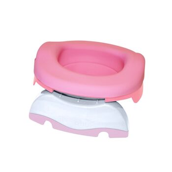 Pack 3 en 1 - Pot de voyages et réducteur de toilettes transformable en pot de maison - ROSE CLAIR 1