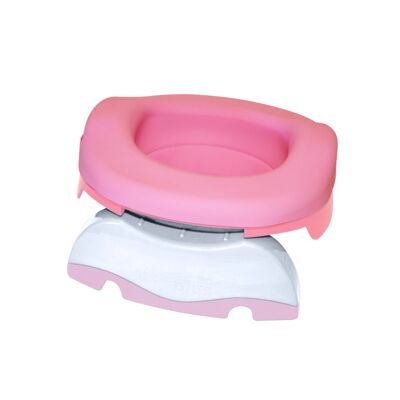 Pack 3 en 1 - Pot de voyages et réducteur de toilettes transformable en pot de maison - ROSE CLAIR