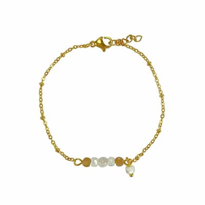 Bracelet Sunstone, Jade & Shell - Gold