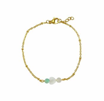 Bracelet Turquoise, Coquillage Coeur & Pierre de Lune - Doré 1