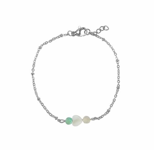 Bracelet Turquoise, Shell Heart & Moonstone - Silver