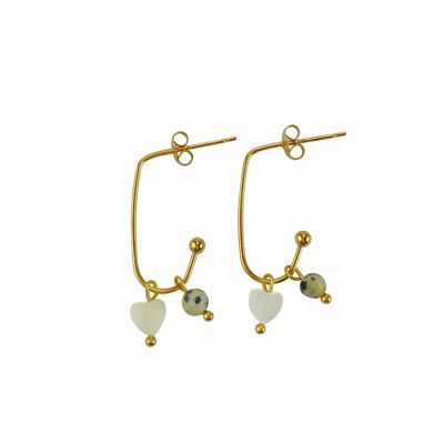Earrings Jaspis & Shell Heart - Gold