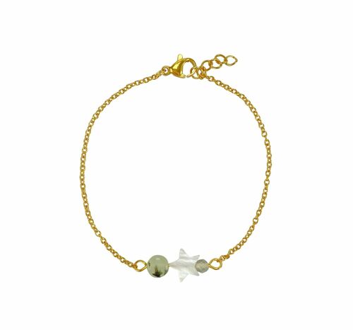 Bracelet Shell Star & Prehnite - Gold