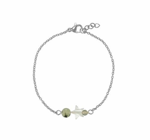 Bracelet Shell Star & Prehnite - Silver