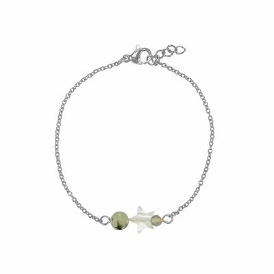 Bracelet Shell Star & Prehnite - Silver
