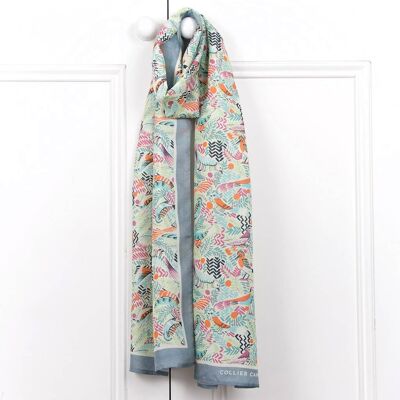 Tropical Birds Silk Scarf