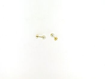 Boucles d'oreilles en or 18 carats avec perles, diamètre : 5 mm, Set 2 pièces. 5