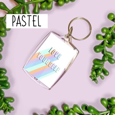 Love yourself positivity keyring Pastel