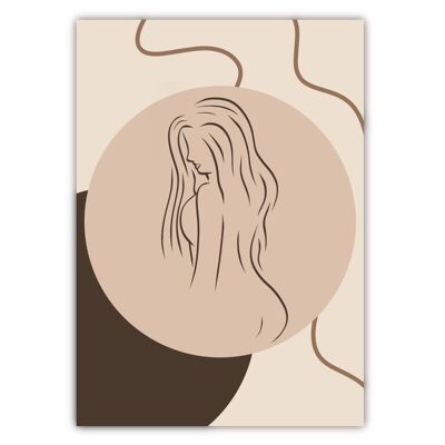 Nude abstract women line art print A5