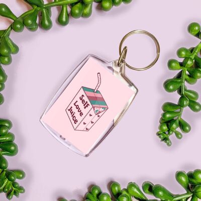 Self love juice positivity pizza keyring Pink