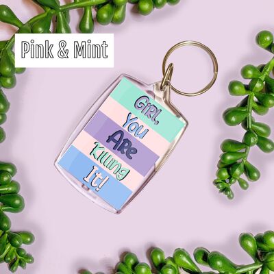 You are killing it positivity keyring Retro